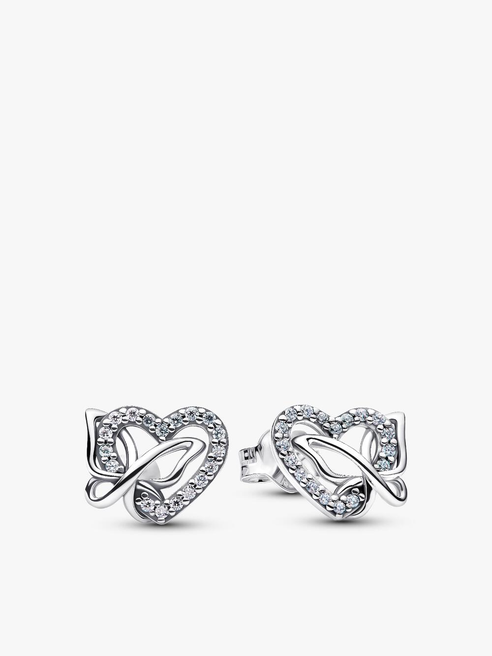 Sparkling Infinity Heart Stud Earrings